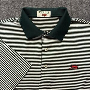 Perlis Supima Cotton Striped Polo Golf Shirt Mens Medium Embroidered Crawfish
